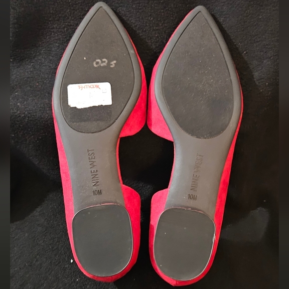 Nine West Red Suede Women's Flat Shoes with Pointed Toes-Size 10M - Picture 6 of 7